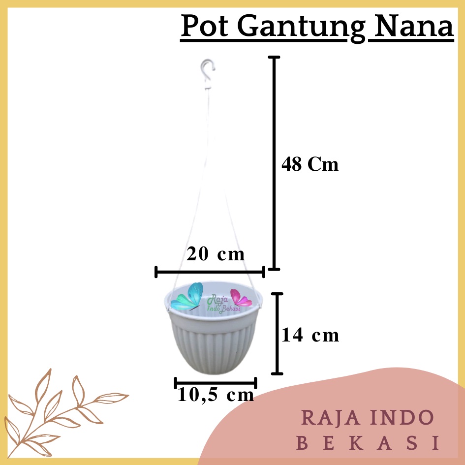 Pot Gantung Nana 20 Putih Mirip Pot Gantung Pumba 20 Warna PUTIH HITAM