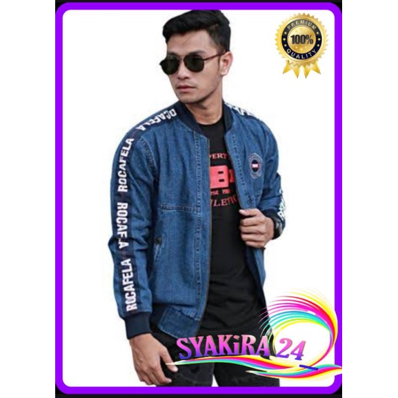 JAKET JEANS PANJANG PRIA Rocafella jens Bomber