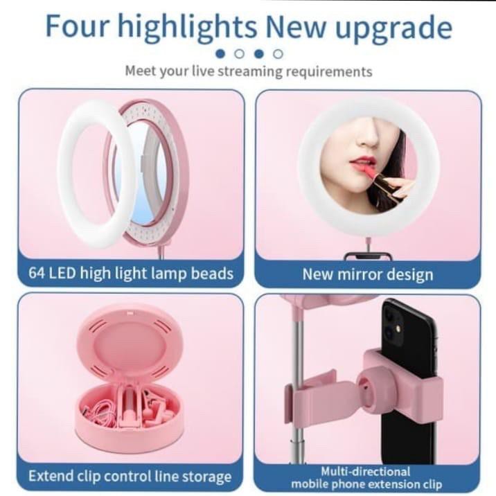 Grosir - R781 RingLight Cermin Holder HP / Selfie Ringlight / Kaca MakeUp /  Live Tiktok Led Light