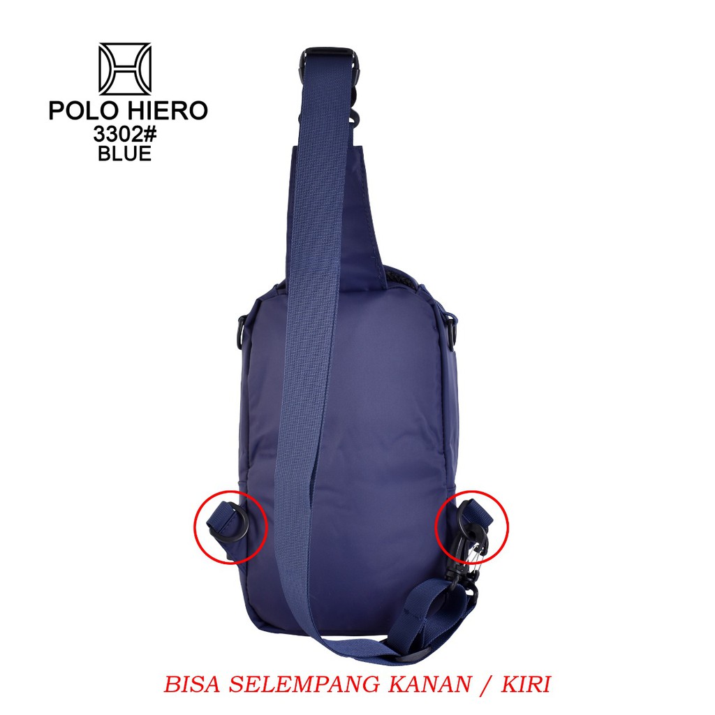 Tas Selempang Polo Hiero 3302 Tas Dada,Tas Slingbag,Ransel Selempang 3IN1 (Free Extension Kabel USB)