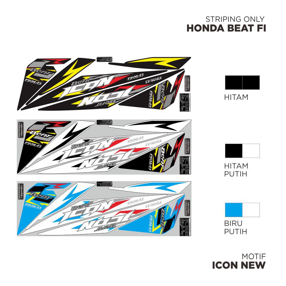 Striping Modifikasi Motor HONDA BEAT FI Motif ICON Techno Black