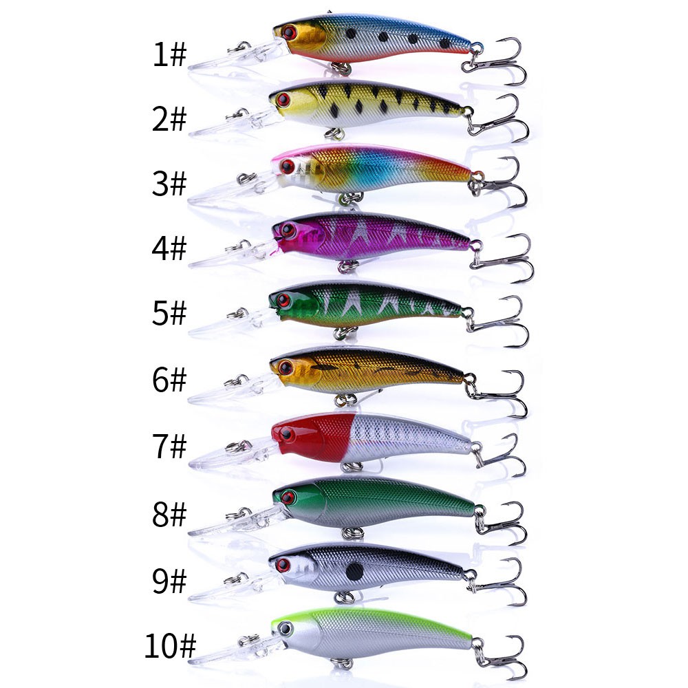 HENGJIA 10pcs 9cm/8g Minnow Umpan Pancing Swimbait Fishing Lure Ikan Bass Bait Topwater Wobbler