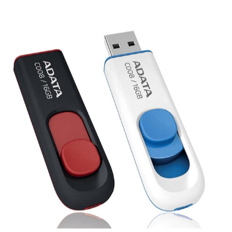 Flash Disk ADATA C008 Capless Sliding USB Flash Drive 16GB - Black Red