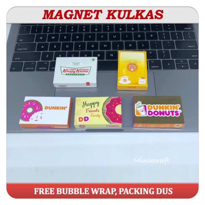 MAGNET TEMPELAN KULKAS MINIATUR BOX DUNKIN DONUT, JCO, KRISPY KREME