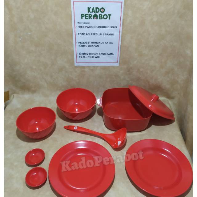 Peralatan makan melamine set free centong A18 - mangkok sayur lauk set - set peralatan makan piring