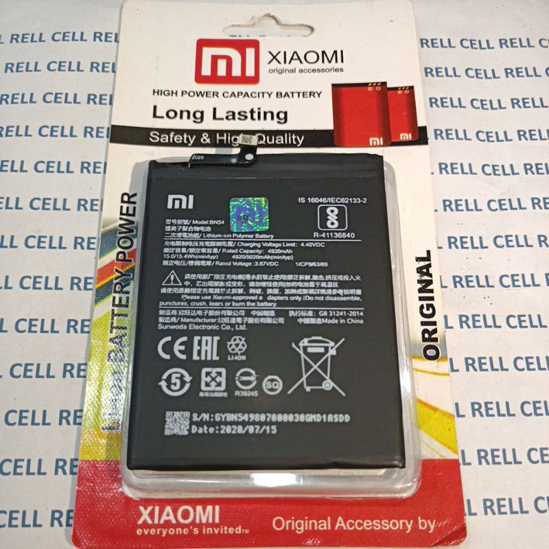 BATERAI BATRE BATTERY XIAOMI REDMI 9 NOTE 9 PRO BN54 BN 54 BN-54 ORI BERGARANSI