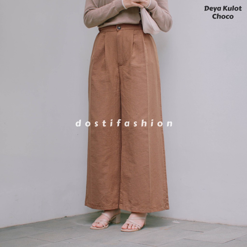 KULOT WANITA BAHAN LINEN MODEL LURUS KANCING-1