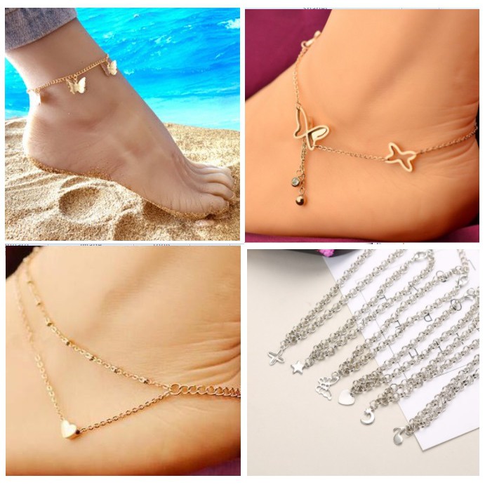 Kalung Gelang Kaki Wanita Korea Fashion Aksesoris Perhiasan CeweK Women Anklet Butterfly Import kupu