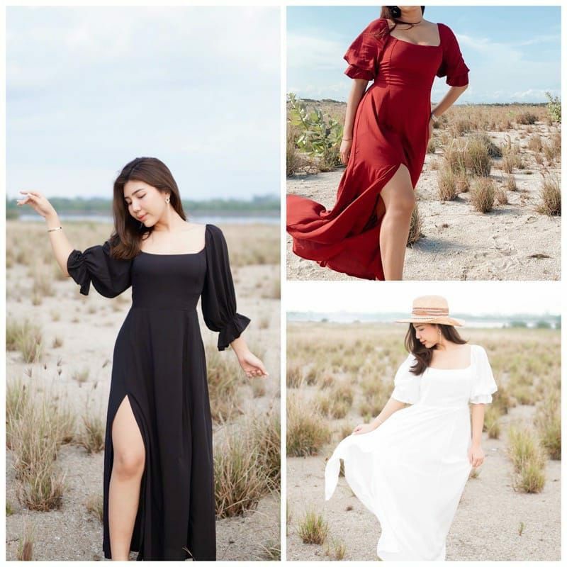 Natal Dress Long Dress Sabrina Kerut//Dress Jumbo Big Size//Dress Wanita