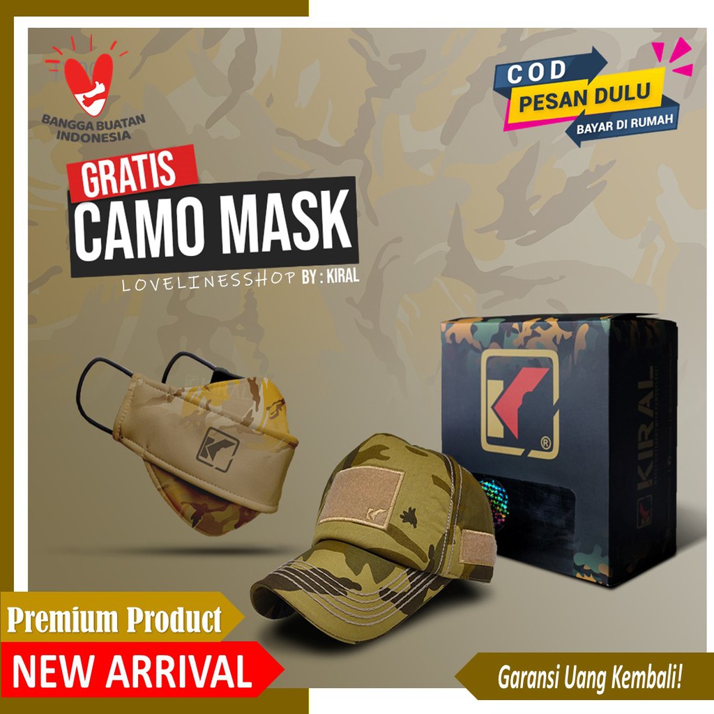 TV207 Topi Komando Army Comando Loreng Pria motif Camo Tentara TNI untuk berburu mancing original