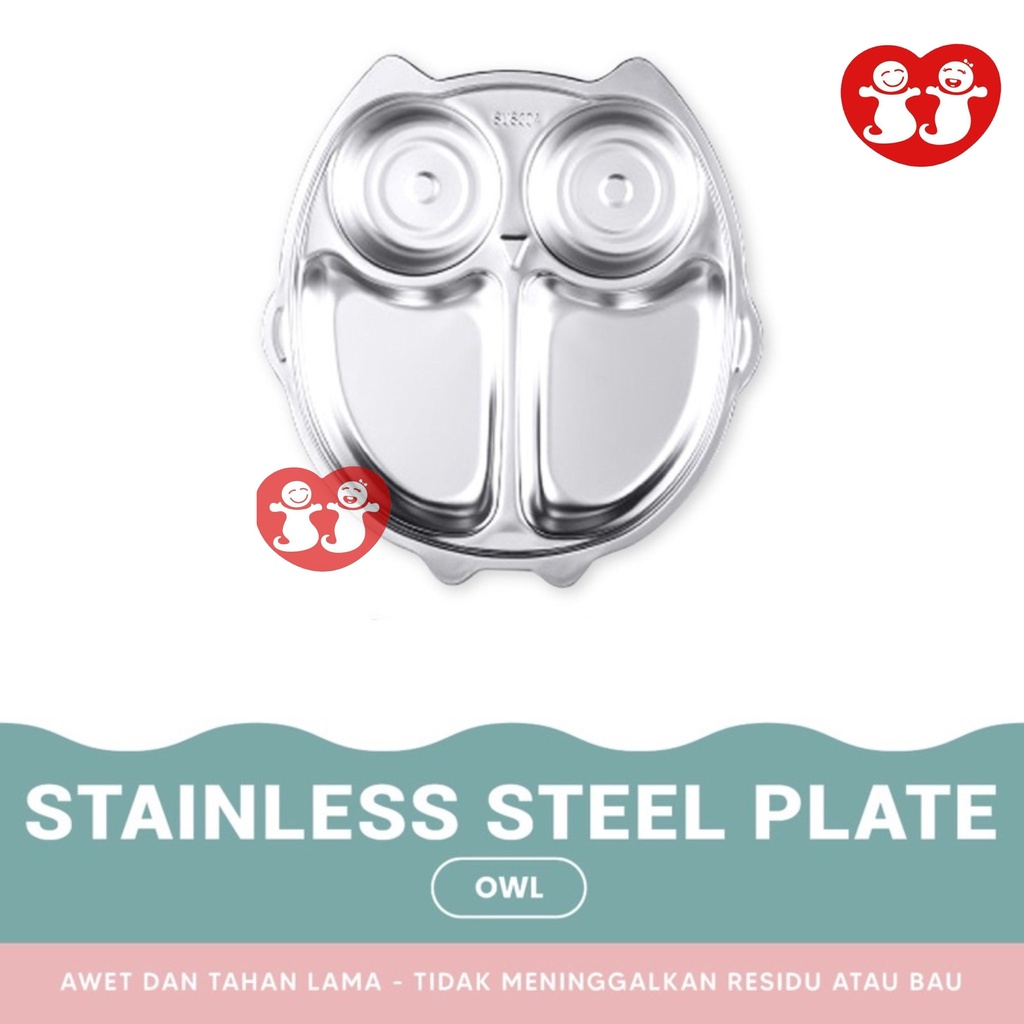 Piring Mangkok Stainless Steel Sekat Tempat Makan Bayi Balita MPASI