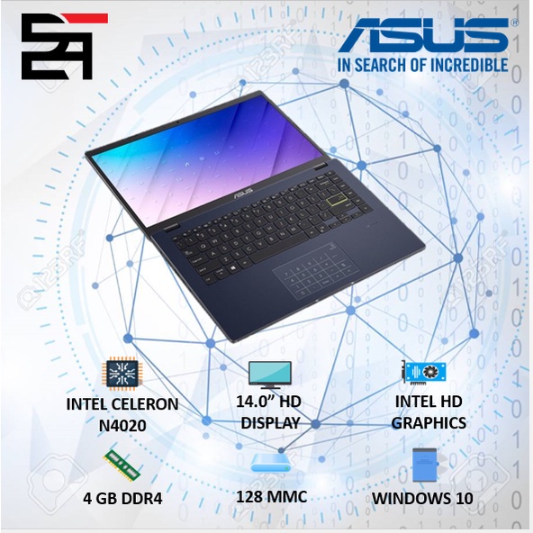 Laptop Asus E410MA INTEL N4020 RAM 4GB 128/192GB 14HD WINDOWS 10-E410MA BLUE 128/14in
