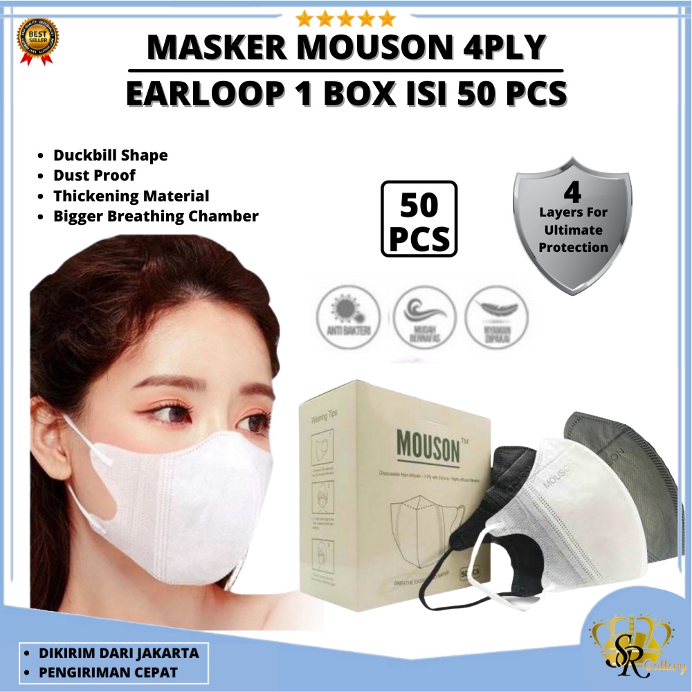 Masker Duckbill 4Ply Garis Earloop Premium Quality SR