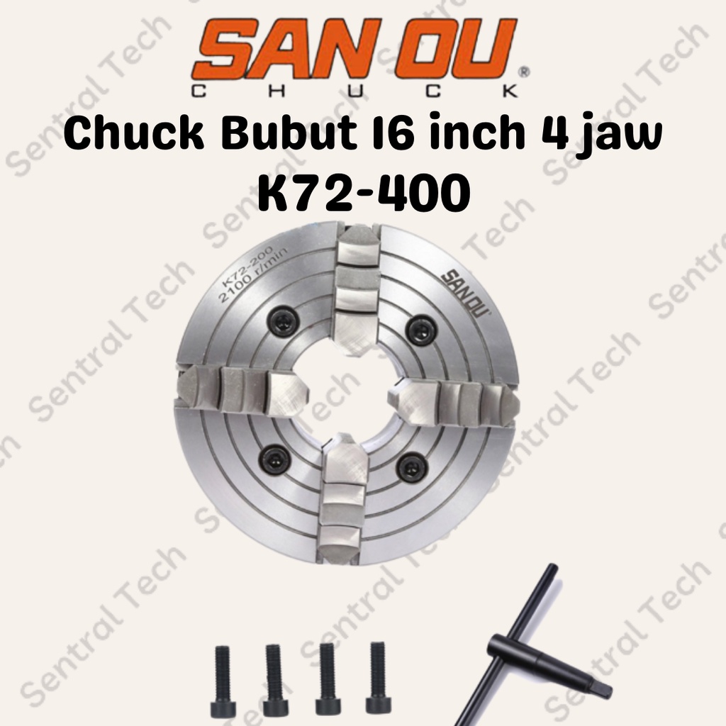 Chuck Bubut 16" 4 Jaw / K72 400 / Catok Kepala Bubut 16 Inch 4 Jaw