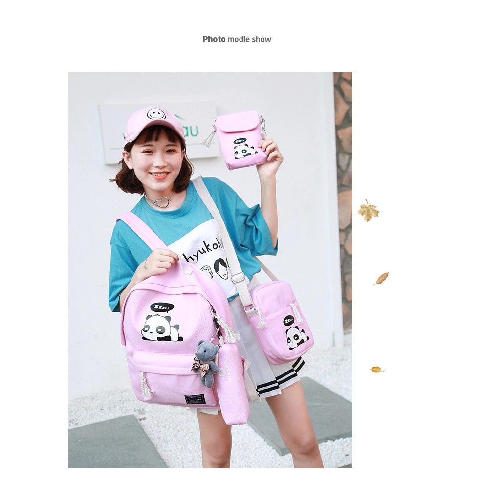 SALE! PANDA 4IN1/RANSEL SEKOLAH/TAS SEKOLAH/TAS KANVAS/TAS BERANAK/BACKPACK MURAH/RANSEL SEKOLAH