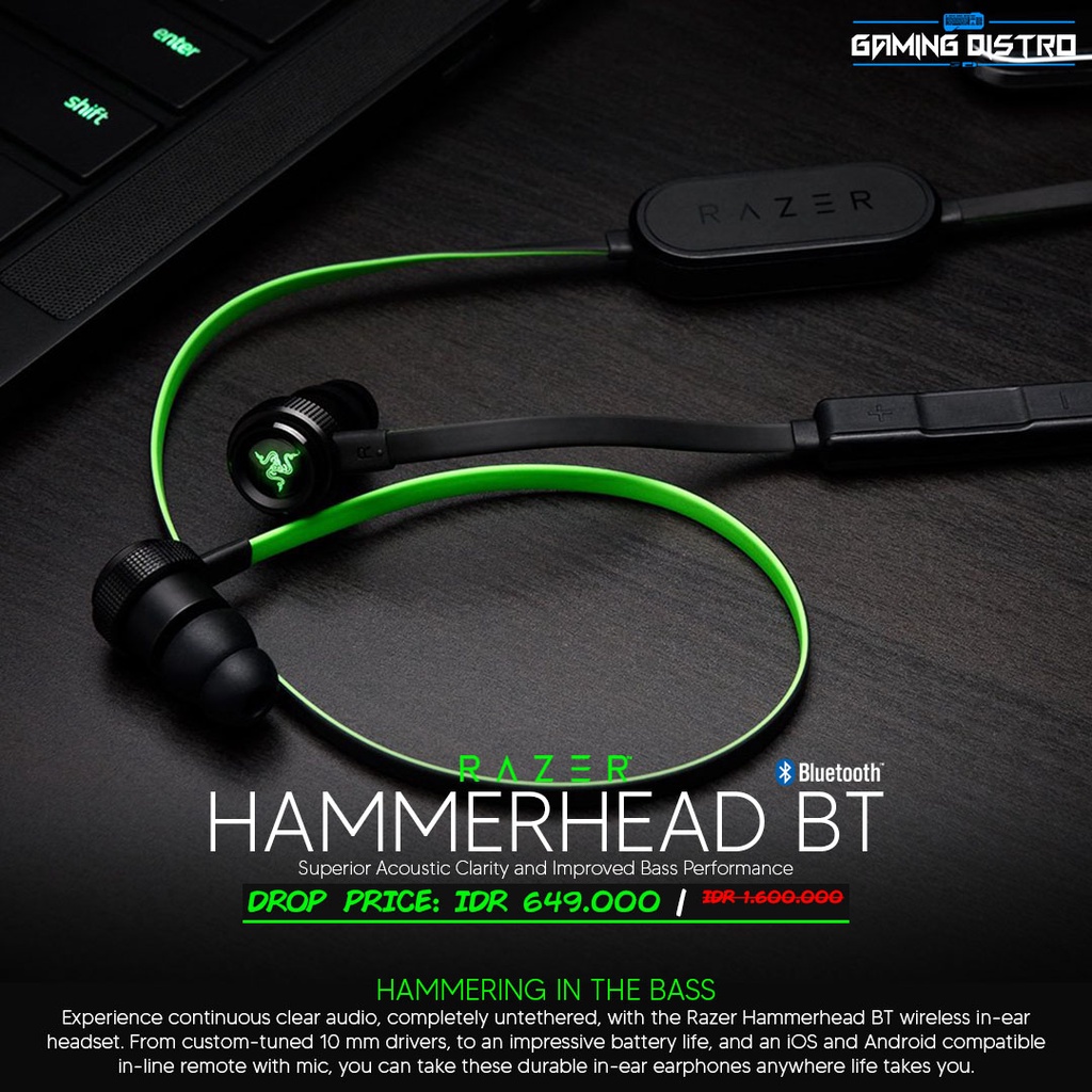 Headset Gaming Razer Hammerhead Bluetooth - Razer Hammerhead BT