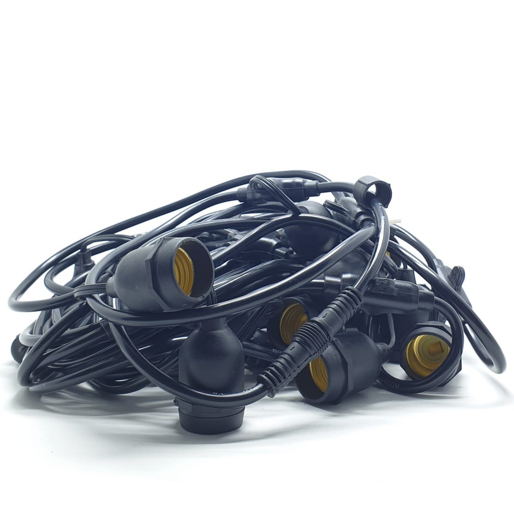 BSC BE-9002B SET Kabel 10 Meter 20 Fiting untuk Lampu Filamen Cafe Edison Waterproof Outdoor