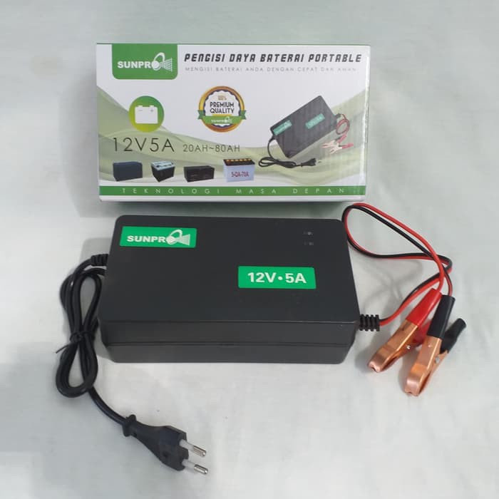 Alat cas aki mobil Motor / SUNPRO Battery Charger 5A DC12v**