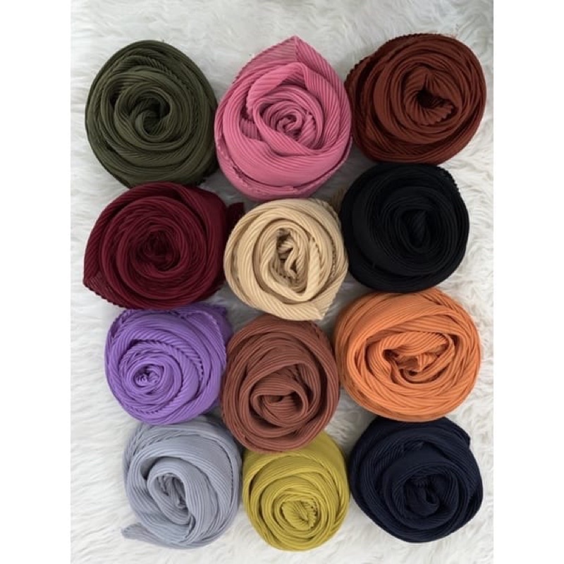 (KJI) HIJAB SEGI EMPAT CHANY PLISKET SQUARE POLYCOTTON