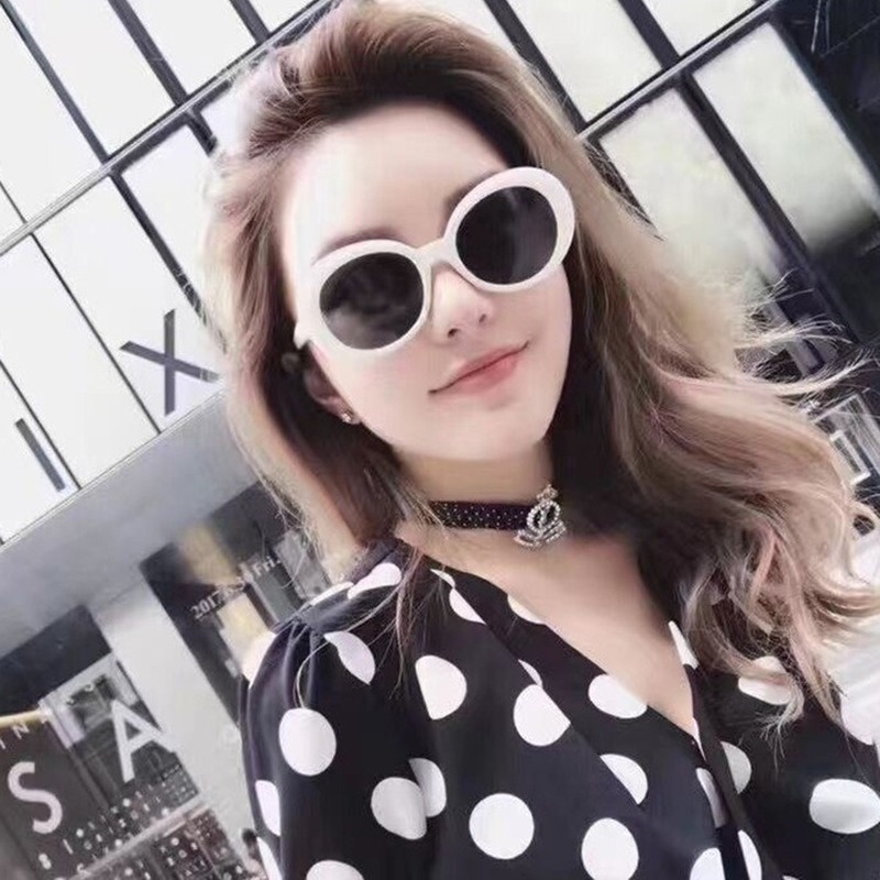 (YUZHU) COD New Fashion Striped Zebra Oval Frame Kacamata Wanita Kepribadian Wanita Hip Hop Kacamata Hitam