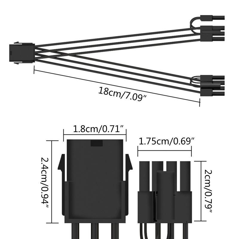 Btsg PCIE 6Pin Female to 8Pin (6+2) Male Graphics Card Power Supply Kabel Adaptor 18cm