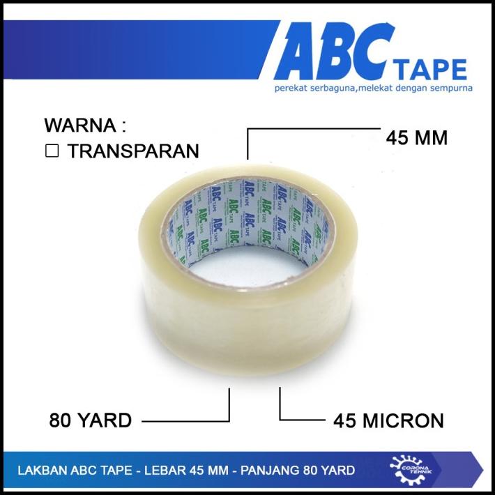 

Lakban Abc Tape Lebar 45 Mm - Tebal 45 Micron - Panjang 80 Yard