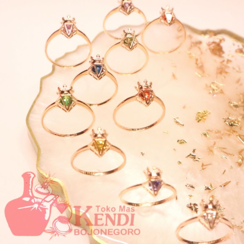 Cincin Emas BirthStone Ring Gold HWT  April May July November Desember