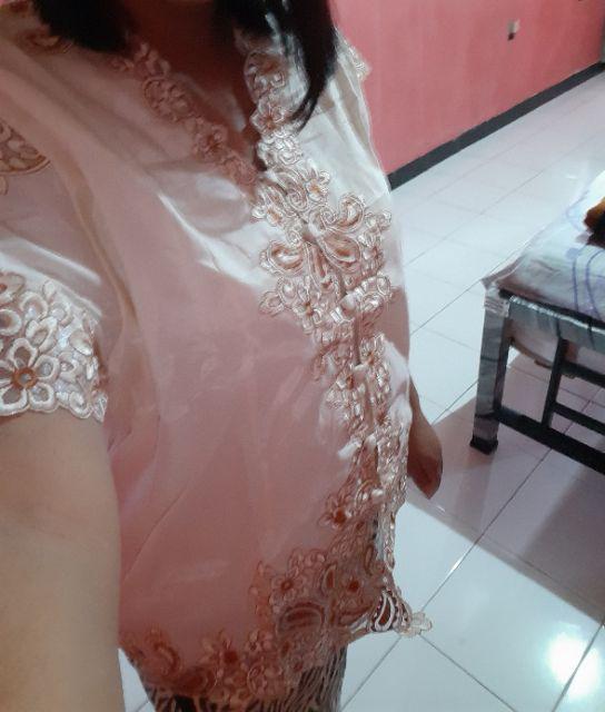 Promo Kebaya Lengan Pendek Tulip Silky  Kombinasi Brukat Motif Batik