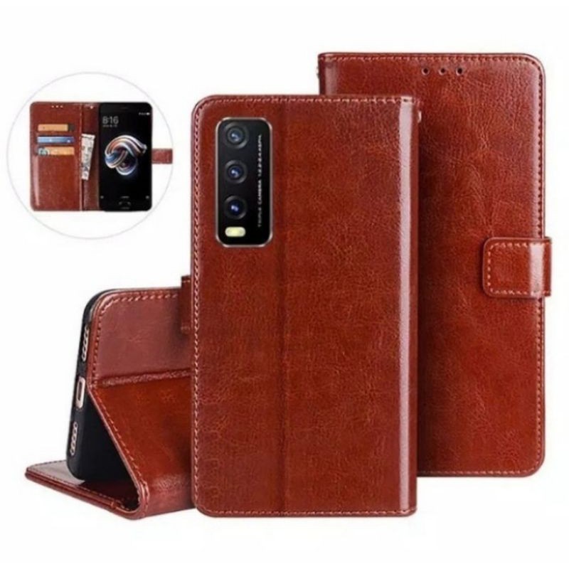 Flip Cover VIVO Y70 / VIVO Y70S 2020 - Y70 / Y70S New Leather Case Wallet Cassing Dompet Kulit Premi