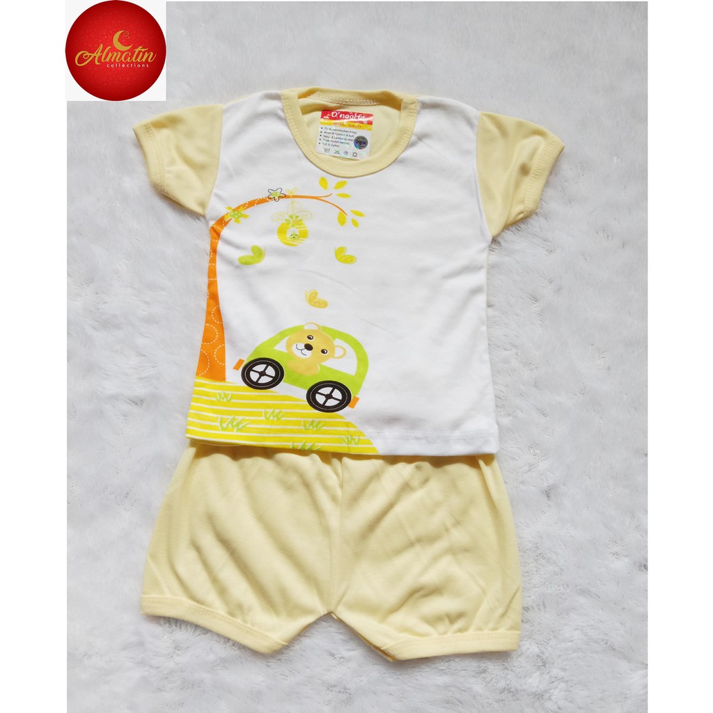 Setelan Baju Bayi Pendek D'noorfa Berkualitas Usia 0-12 Bln/Harga Untuk 3 Stel Baju+Celana