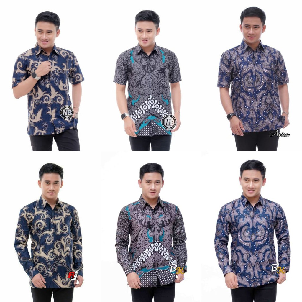 Batik Pria Lengan Panjang Pendek BATIK BERKAH HRB026 motif KERATONAN Kode KB size M L XL XXL Reguler