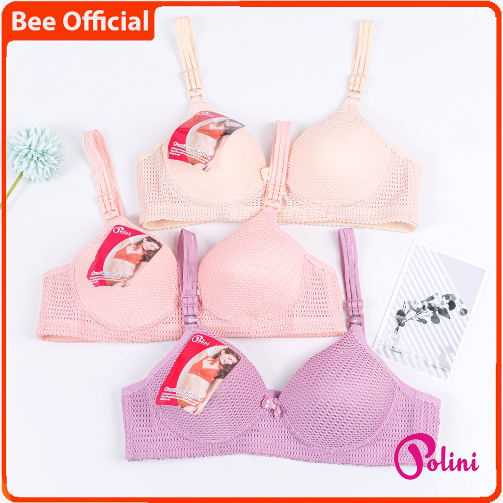 BEE - Bra Bh Wanita Push Up Tanpa Kawat Bra Kait 3 Polini A160