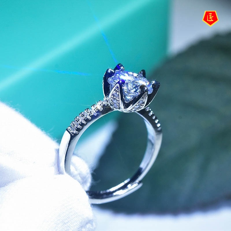 [Ready Stock]2 Karat Moissanite Lotus Open Ring