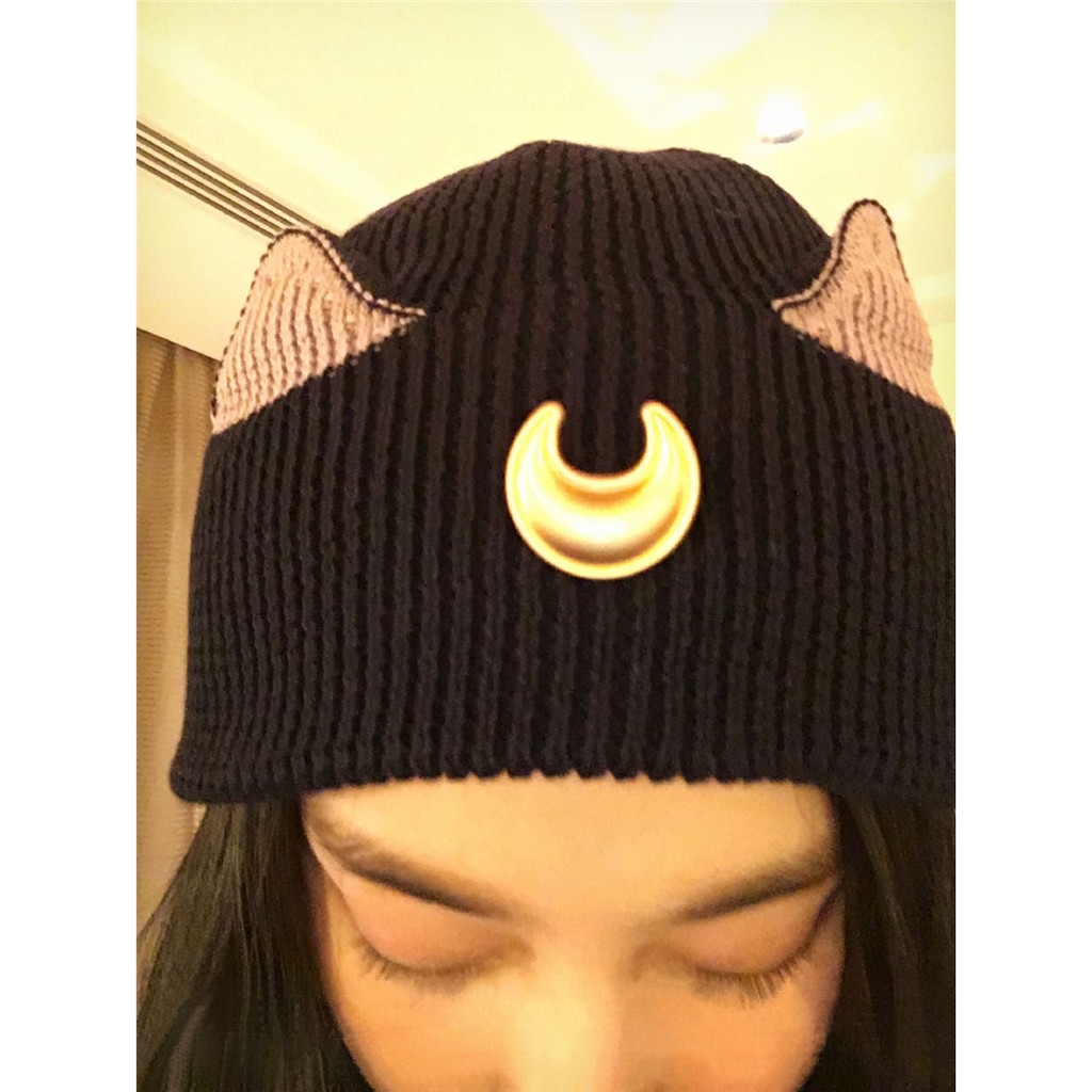 TKLU topi kupluk wanita kucing ear cat ekomimi sailormoon sailor moon luna rajut hangat korea jepang