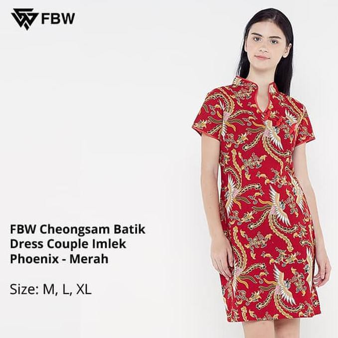 DRESS BATIK - FBW CHEONGSAM BATIK DRESS COUPLE IMLEK PHOENIX - MERAH