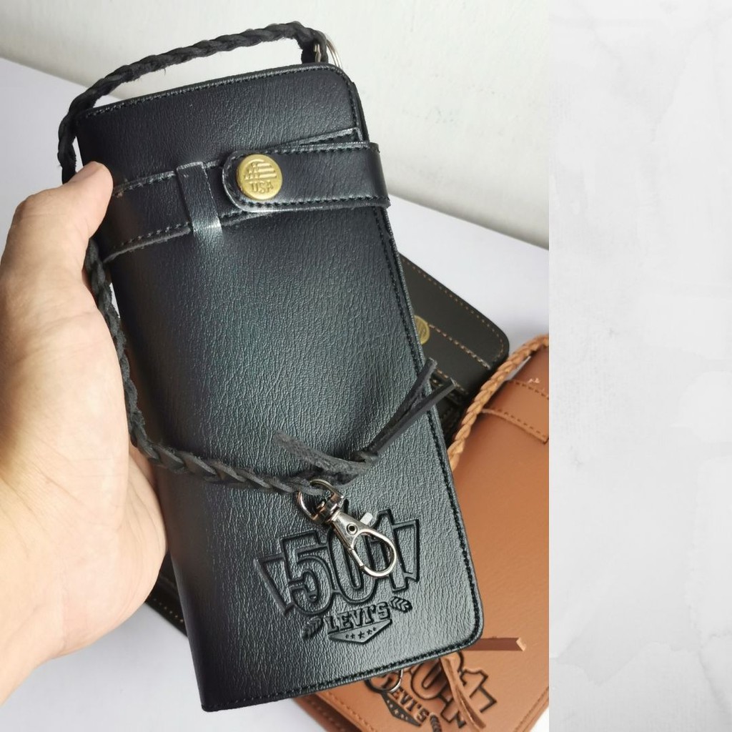 DOmpet kulit sintetis Kancing + tali