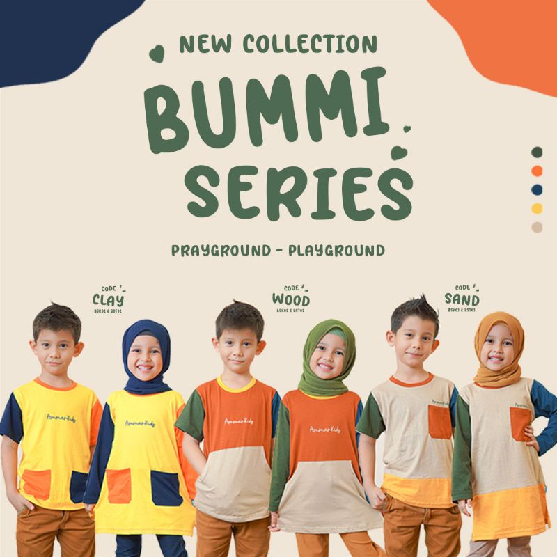 Ammar Kids Bummi Series Baju Kaos Anak Perempuan dan Laki Laki Couple Kembaran Usia 2 Sampai 12 Tahun