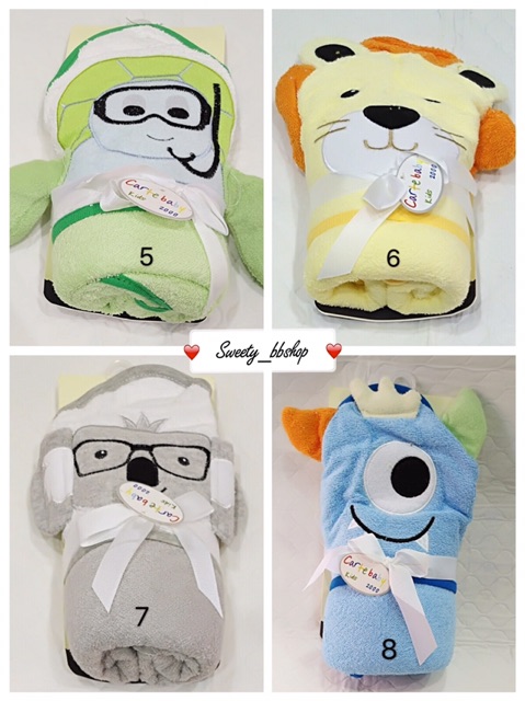 Selimut topi bayi bahan handuk bordir karakter carte baby lucu halus lembut nyaman