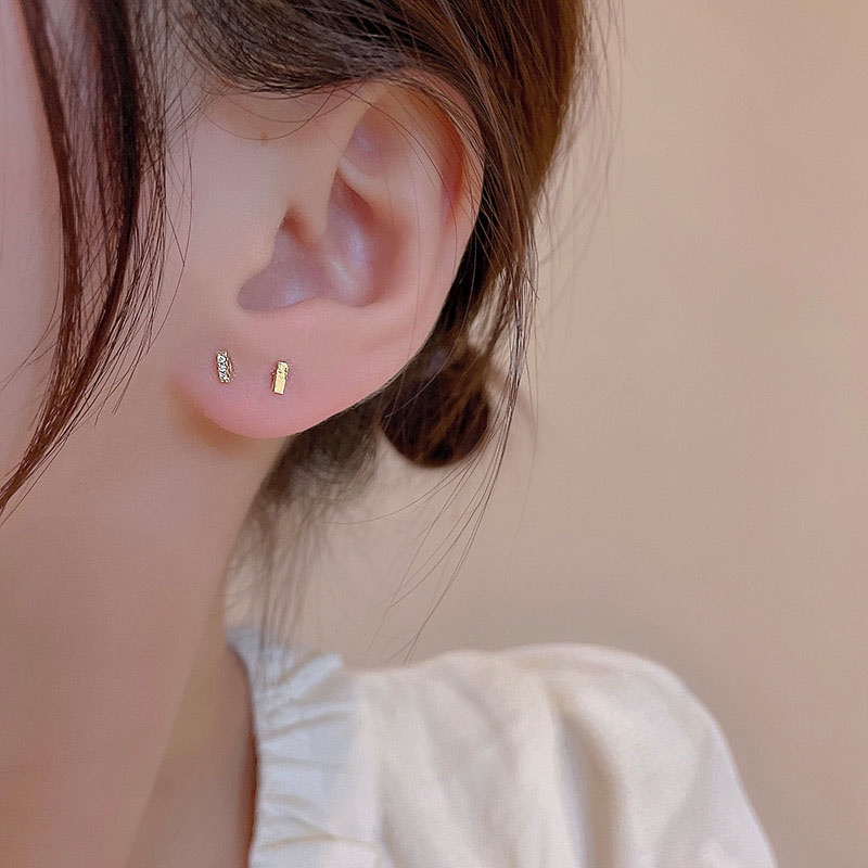 Set Anting Tusuk Sterling silver 925 Desain Geometri Hias Zircon Untuk Wanita