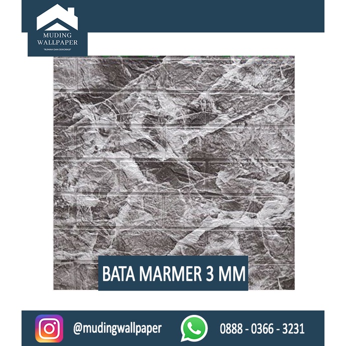 Wallpaper Bata Putih 3D Foam 77 x 70 cm-Bata Marmer 3 - 4 MM