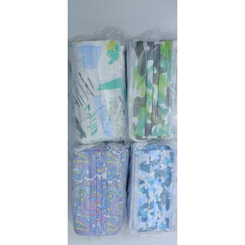 [ISI 50 PCS] MASKER NON MEDIS 3 PLY POLOS BIRU / HITAM MOTIF DEWASA KUALITAS BAGUS