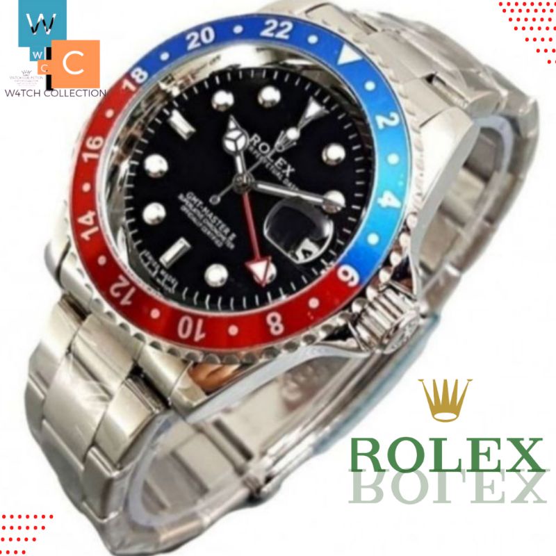 Jam Rolex Pria Gmt Original Automatic Stainless Steel Diameter 4.3cm ( BISA COD)