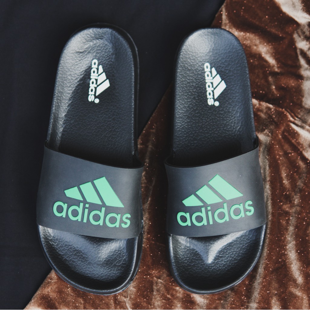 TERMURAH !! SENDAL ADIDAS BENASSI SLIDE SANDAL SPORT SLOP PRIA PREMIUM FLIP FLOP HITAM HIJAU