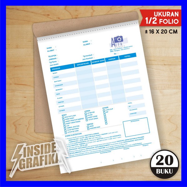 

Cetak Bikin Nota Rangkap 2 Ply Kwitansi Kuitansi Usaha Rental Persewaan NCR