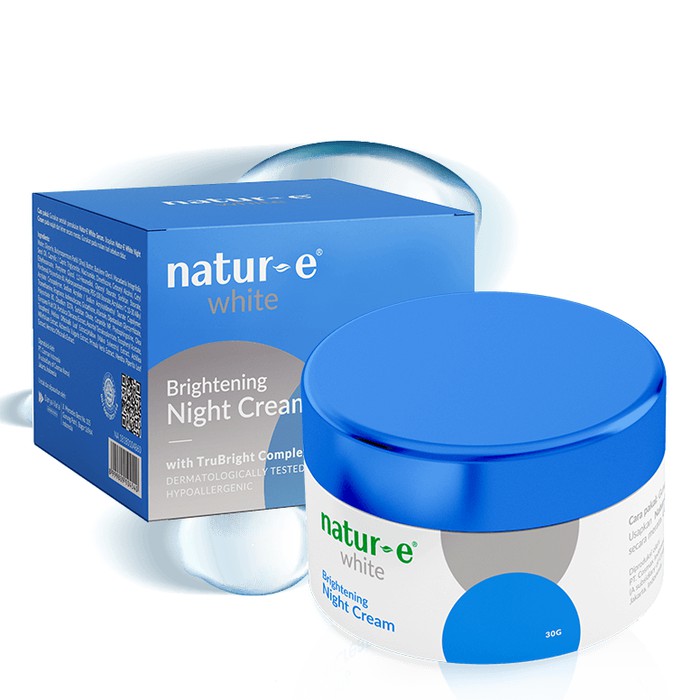 Natur E White Brightening Night Cream kemasan jar 30ml (Krim malam untuk mencerahkan)