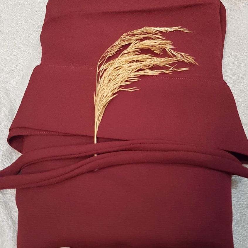 FRENCH KHIMAR KHADIJAH  ONE SIZE XXL WOLLYCREPE KUALITAS PREMIUM-Dark Maron