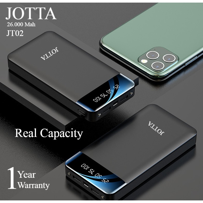 TERMURAH REAL 100%- Powerbank JOTTA JT02 Kapasitas 26.000 Mah Dual LED Dual USB Garansi 1 tahun