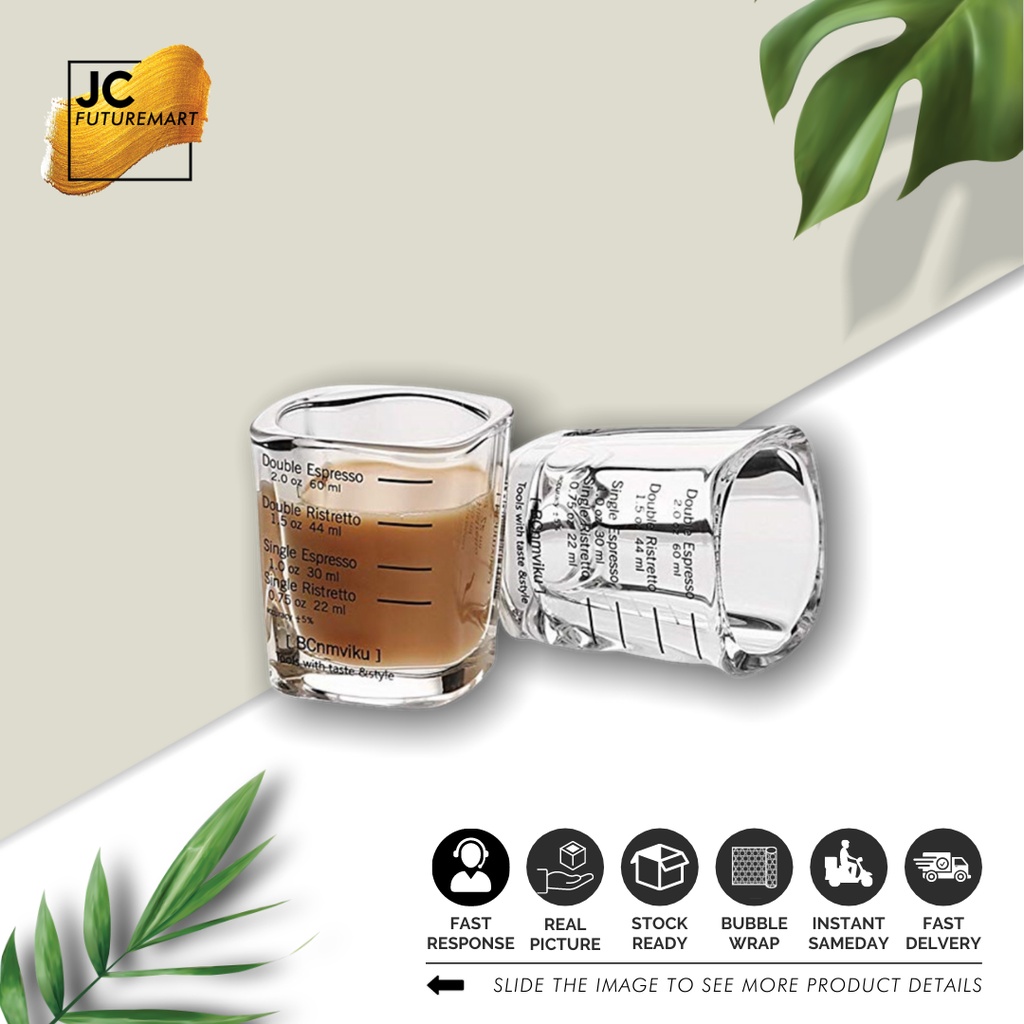 ESPRESSO SHOT GLASS PERSEGI 2 OZ - GELAS UKUR KOPI - SLOKI