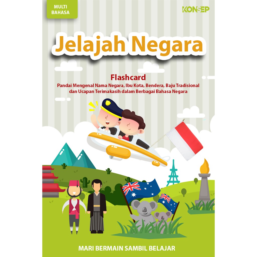 [1KG=10PCS] Konsep Flashcard Jelajah Negara / Flash Card / Mainan Edukasi Kartu Pintar Anak