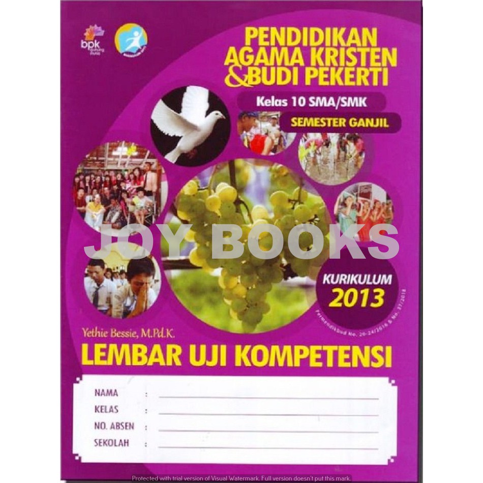 BUKU LKS LEMBAR UJI KOMPETENSI PENDIDIKAN AGAMA KRISTEN BUDI PEKERTI BPK GUNUNG MULIA SMA 10 11 12